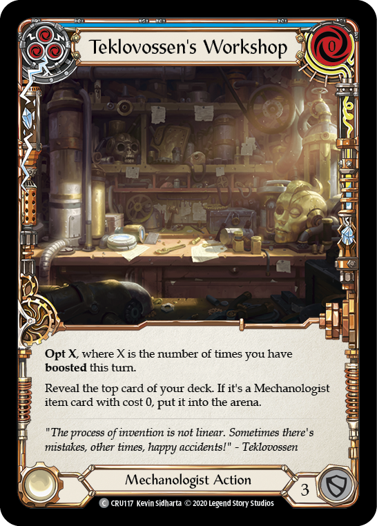 Teklovossen's Workshop (Blue) [Crucible of War 1st Edition] 1st Edition Rainbow Foil