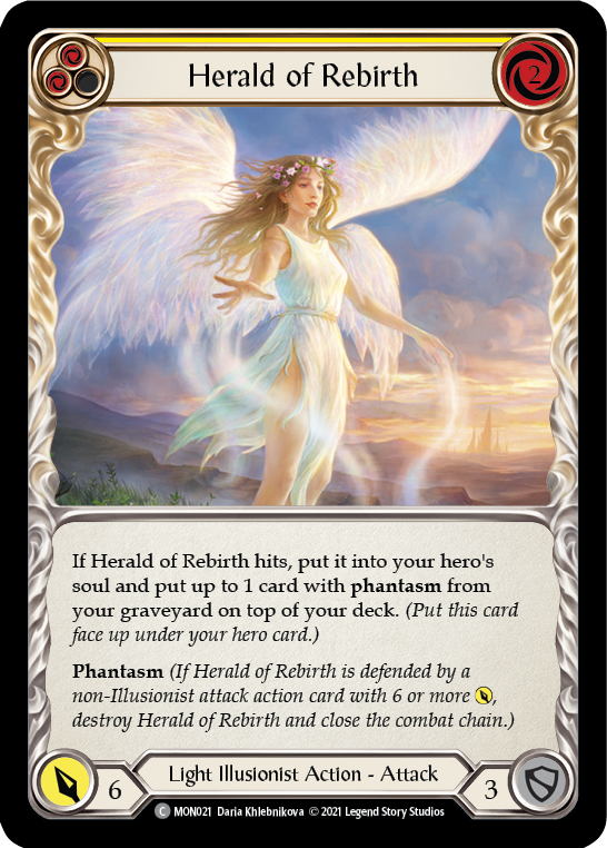 Herald of Rebirth (Yellow) [Monarch 1st Edition] 1st Edition Rainbow Foil