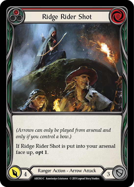 Ridge Rider Shot (Red) [Arcane Rising 1st Edition] 1st Edition Rainbow Foil