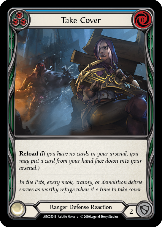 Take Cover (Blue) [Arcane Rising 1st Edition] 1st Edition Rainbow Foil