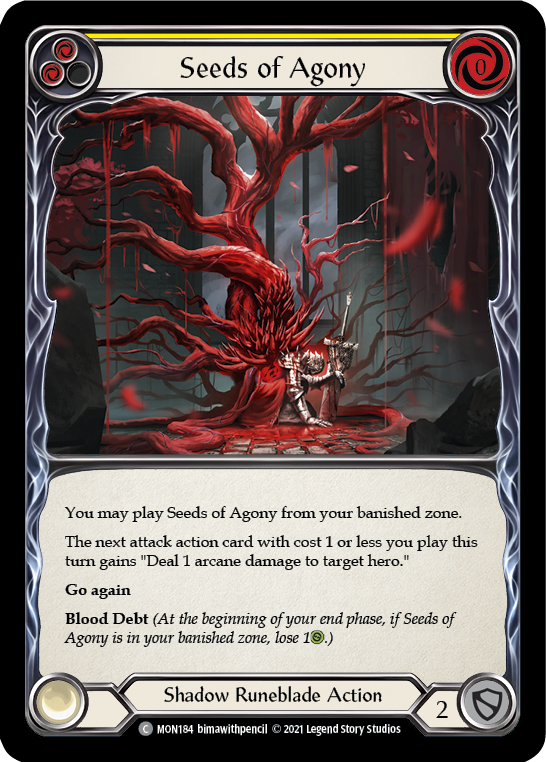 Seeds of Agony (Yellow) [Monarch 1st Edition] 1st Edition Rainbow Foil