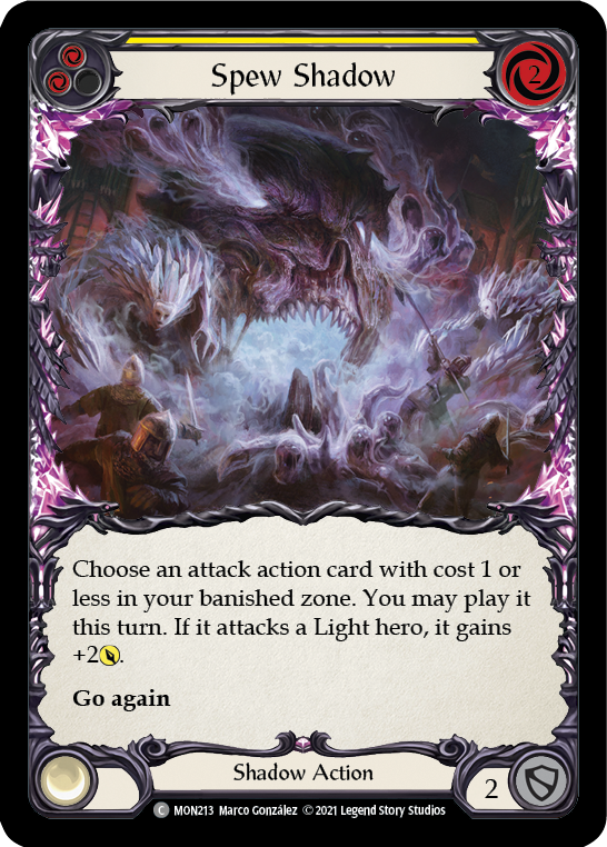 Spew Shadow (Yellow) [Monarch 1st Edition] 1st Edition Rainbow Foil