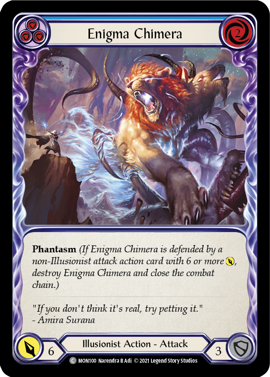 Enigma Chimera (Blue) [Monarch 1st Edition] 1st Edition Rainbow Foil