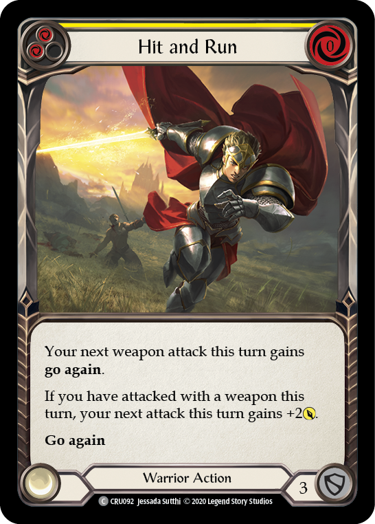 Hit and Run (Yellow) [Crucible of War 1st Edition] 1st Edition Rainbow Foil