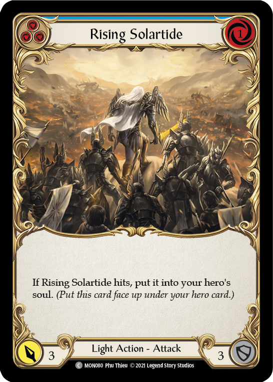 Rising Solartide (Blue) [Monarch 1st Edition] 1st Edition Rainbow Foil