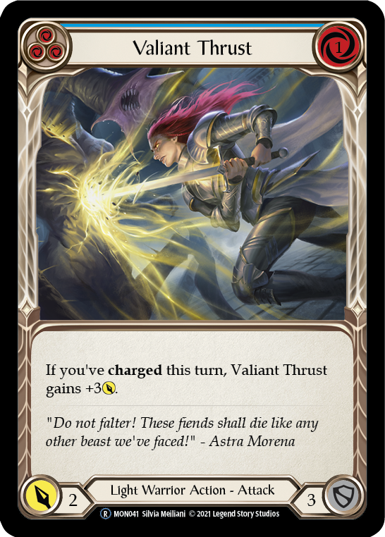 Valiant Thrust (Blue) [Monarch Unlimited] Unlimited Rainbow Foil