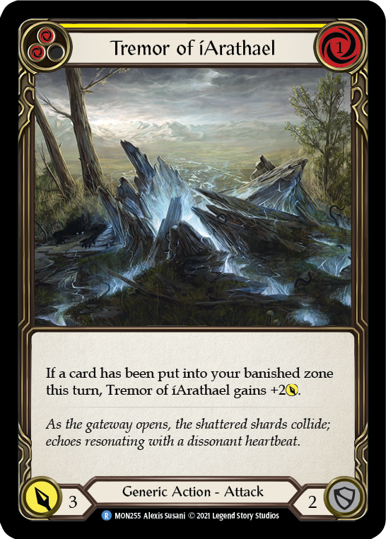 Tremor of iArathael (Yellow) [Monarch 1st Edition] 1st Edition Rainbow Foil
