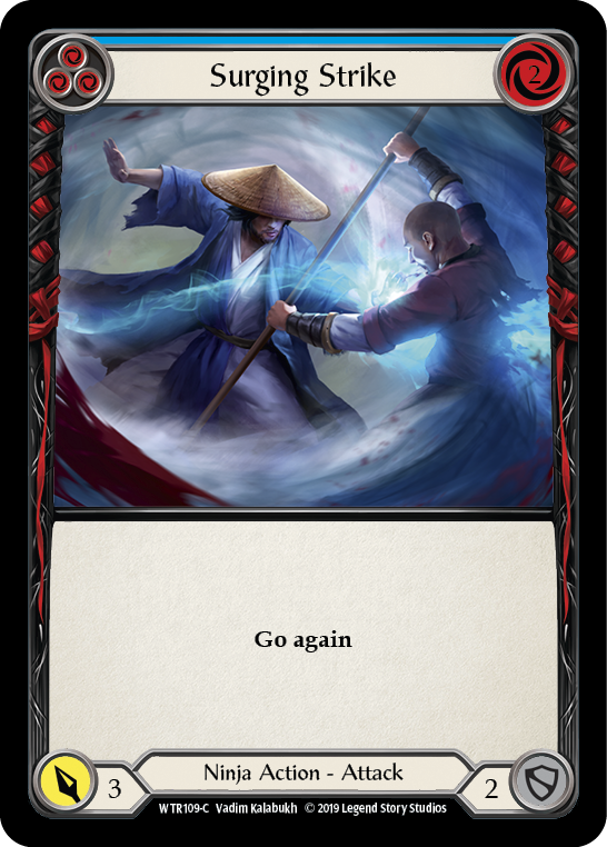 Surging Strike (Blue) [Welcome to Rathe 1st Edition] Alpha Print Rainbow Foil