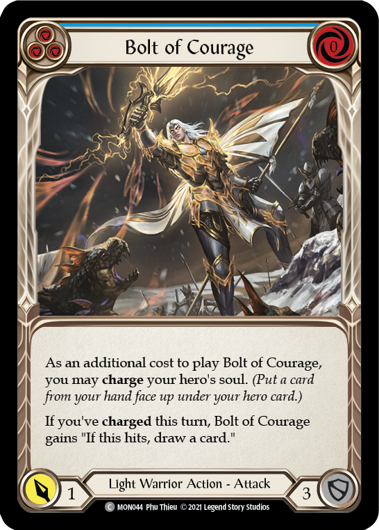 Bolt of Courage (Blue) [Monarch 1st Edition] 1st Edition Rainbow Foil