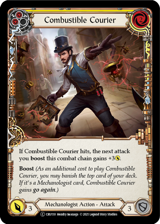Combustible Courier (Yellow) [Crucible of War Unlimited] Unlimited Rainbow Foil