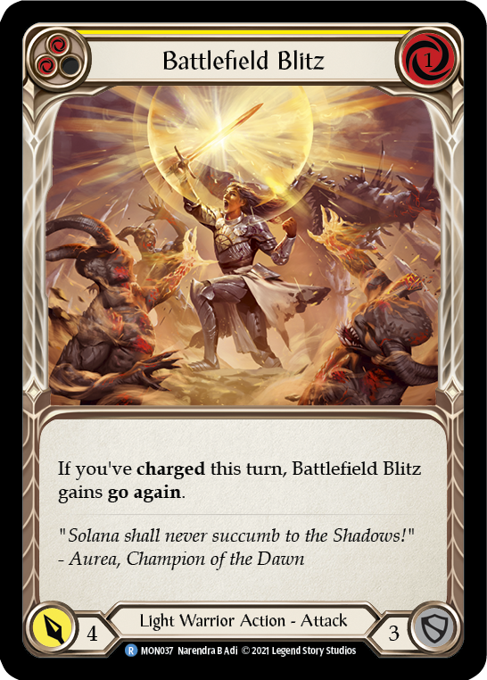 Battlefield Blitz (Yellow) [Monarch 1st Edition] 1st Edition Rainbow Foil