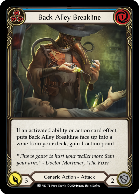 Back Alley Breakline (Blue) [Arcane Rising Unlimited] Unlimited Rainbow Foil