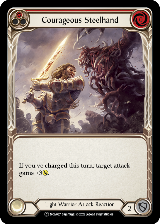Courageous Steelhand (Red) [Monarch Unlimited] Unlimited Rainbow Foil