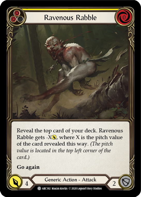 Ravenous Rabble (Yellow) [Arcane Rising Unlimited] Unlimited Rainbow Foil