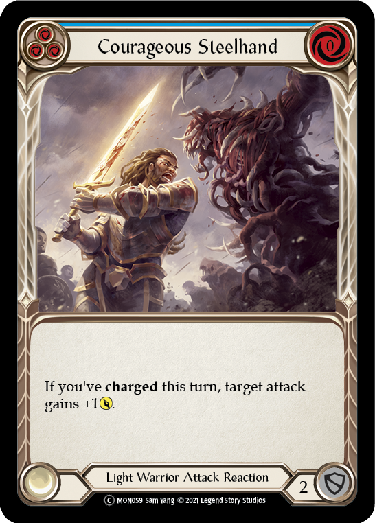 Courageous Steelhand (Blue) [Monarch Unlimited] Unlimited Rainbow Foil