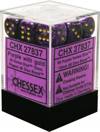 Chessex: Vortex 36D6 Violet/Or 12 mm