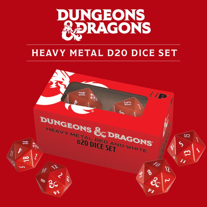 UP DICE HEAVY METAL DND D20 ROUGE/BLANC