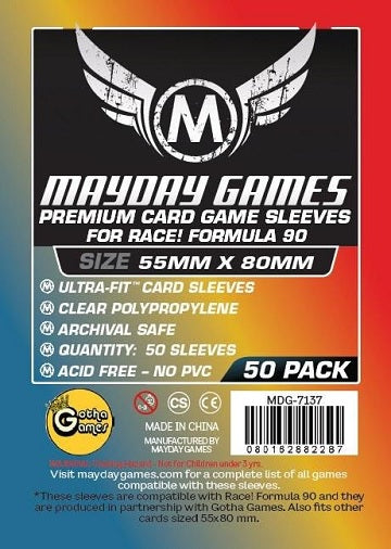 Mayday Race Formula 90 Sleeves 55mm x 80mm 50ct