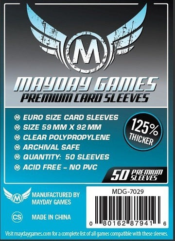 MAYDAY THICK EURO SLEEVES 59MM X 92MM 50CT