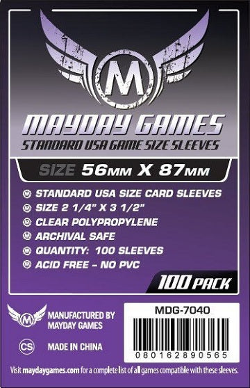 Mayday Standard USA Sleeves 56mm x 87mm 100ct