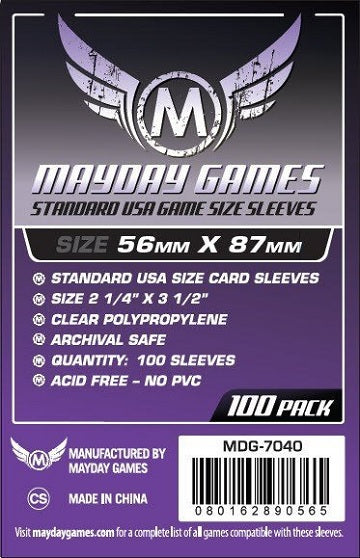 MAYDAY STANDARD USA SLEEVES 56MM X 87MM 100CT