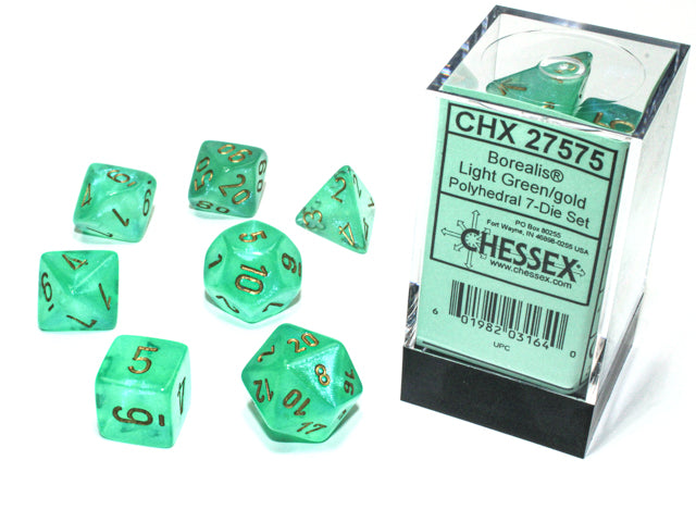 Chessex: Borealis 7-Die Set Light Green/Gold Luminary